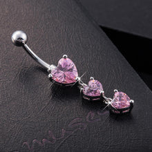 Load image into Gallery viewer, Body Piercing Navel Heart Shaped Crystal Dangle Belly Button Rings
