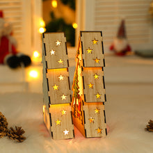 Load image into Gallery viewer, Christmas Decorations Christmas Tree Shape Wooden Small Night Lamp Luminous Small House Five-Pointed Star Christmas Ornament
