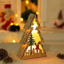 Load image into Gallery viewer, Christmas Decorations Christmas Tree Shape Wooden Small Night Lamp Luminous Small House Five-Pointed Star Christmas Ornament

