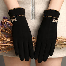 Load image into Gallery viewer, Rabbit Plush Double Flower Bud Butterfly Simple Elegant Women's Warm Touch Screen Clothing Gloves
