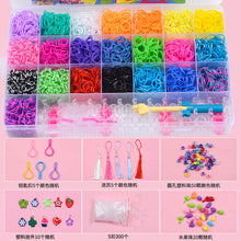 Load image into Gallery viewer, 28 Grid  Rainbow Rubber Band Ribbons Gifts for Girls DIY Handmade Bracelet Tool Kit Beaded Toys for Girls Stretch Craft Toy
