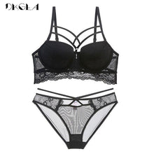 Load image into Gallery viewer, DKGEA Top Sexy Bra Push Up Brassiere Bandage Black Women Underwear Set Lace
