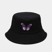 Load image into Gallery viewer, Girl Butterfly Bucket Hat Korean Style Outdoor Couple Sun Protection Sun Hat Monochrome Bucket Hat
