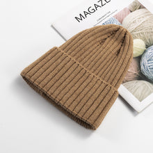 Load image into Gallery viewer, Autumn and Winter Knitted Hat Women's Fashion Cotton Cashmere Korean Warm Woolen Cap Solid Color Flanging Men's Pullover
