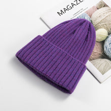 Load image into Gallery viewer, Autumn and Winter Knitted Hat Women's Fashion Cotton Cashmere Korean Warm Woolen Cap Solid Color Flanging Men's Pullover
