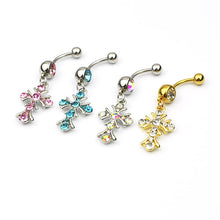 Load image into Gallery viewer, Piercing Jewelry Cross Diamond Belly Ring Alloy Pendant Navel Stud Navel Decoration
