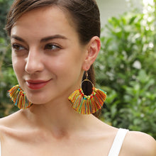 Load image into Gallery viewer, Tassel Bohemian Earrings Rainbow Hand-Woven Earrings Antique Retro Exaggerated and Personalized Earrings

