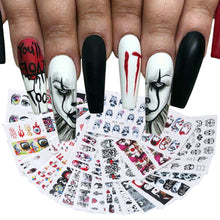 Load image into Gallery viewer, 24 Pcs Halloween Nail Art Water Sticker Set Anime Skull Bone Decals Gel Polish Slider Accessories Nail Decorations LASTZ731-755
