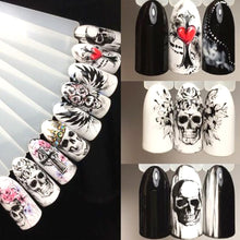 Load image into Gallery viewer, 24 Pcs Halloween Nail Art Water Sticker Set Anime Skull Bone Decals Gel Polish Slider Accessories Nail Decorations LASTZ731-755
