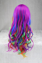 Load image into Gallery viewer, Cosplay  Wig Multi-Color Long Curly Hair Cos Rainbow Hair Cover 7 Colors Harajuku Gradient Wig

