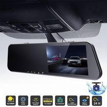 Load image into Gallery viewer, 24H Car DVR Dash Camera Rear View Dual Lens 1080P 4.5in Full HD Cycle Recording Dash Cam Video Recorder Mirror Dashcam Black Box
