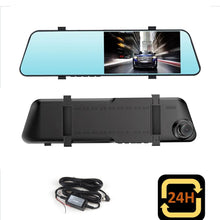 Load image into Gallery viewer, 24H Car DVR Dash Camera Rear View Dual Lens 1080P 4.5in Full HD Cycle Recording Dash Cam Video Recorder Mirror Dashcam Black Box
