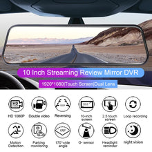 Load image into Gallery viewer, 24H Dash Cam 10inch Car DVR Rear Camera Full HD 1080P Drive Video Recorder Registrator Auto Rearview Dual Dashcam Black Box
