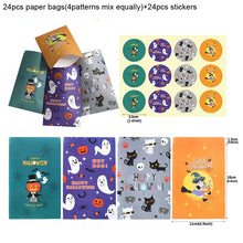 Load image into Gallery viewer, 24set Halloween Paper Candy Box Packaging Bag Pumpkin Ghost Favor Gift Box Bag Set Halloween Party Decor with Stickers Supplies
