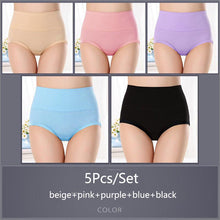 Load image into Gallery viewer, 5PCS/Set Women's High Waist Cotton Panties Briefs Soft Breathable Comfy Underwear Plus Size M-XXXL
