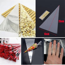 Load image into Gallery viewer, 25/50/100pcs Christmas gift flowers wedding party popcorn Halloween candy transparent cellophane packaging bag
