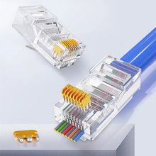 Load image into Gallery viewer, 50pcs Rj45 Connector Cat5e Cat6 Connector Network Unshielded 8Pin Modular Utp Rj45 Plugs Have Hole HY1525
