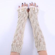 Load image into Gallery viewer, Lace Button Knitted Wool Keep Warm Open Finger Half Finger Women's Sleeve Cover Gloves
