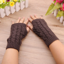 Load image into Gallery viewer, Korean Winter Women's Wool Half Finger Gloves Twist Knitted Warm Couple Riding
