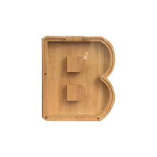 Load image into Gallery viewer, 26 Letter Wooden Piggy Bank with Name Sticker Personalized Transparent Glass Money Box for Kids Children Gift Home Decoration
