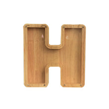 Load image into Gallery viewer, 26 Letter Wooden Piggy Bank with Name Sticker Personalized Transparent Glass Money Box for Kids Children Gift Home Decoration
