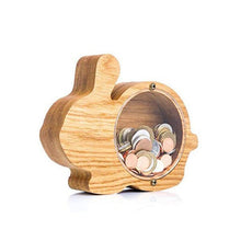 Load image into Gallery viewer, 26 Letter Wooden Piggy Bank with Name Sticker Personalized Transparent Glass Money Box for Kids Children Gift Home Decoration
