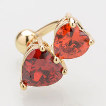 Load image into Gallery viewer, Piercing Ornament Double Loving Heart Zircon Navel Stud Environmental Protection Copper Peach Heart Belly Ring
