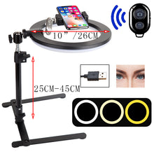 Load image into Gallery viewer, 26CM Photography Lighting Phone Ringlight Tripod Stand Photo Led Selfie Remote Fill Ring Light Lamp Video Youtube Live COOK
