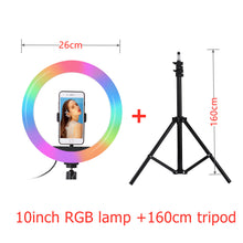 Load image into Gallery viewer, 26cm 10 inch Selfie Ring LED Light with Stand Tripod Photography studio Ring Lamps for Phone TikTok Youtube Makeup Video Vlog
