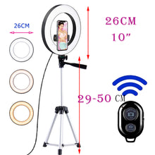 Load image into Gallery viewer, 26cm Photo Ringlight Led Selfie Ring Light Phone Remote Control Lamp Photography Lighting With Tripod Stand Holder Youtube Video
