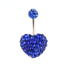 Load image into Gallery viewer, Heart Double Side Belly Piercing Rings Surgical Steel Crystal Disco Ball Belly Button Ring Navel Piercing Body Jewelry
