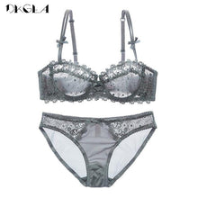 Load image into Gallery viewer, Sexy Underwear Set Lace Bra 1/2 Cup Brassiere Plus Size
