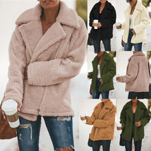 Load image into Gallery viewer, Women's Autumn and Winter Fashion Zipper Pocket Long Sleeve Top Plush Coat

