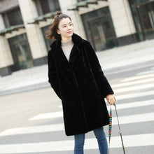 Load image into Gallery viewer, Women Mink Faux Fur Coat Solid Female Turn Down Collar Winter Warm Fake Fur Lady Coat Casual Jacket
