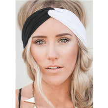 Load image into Gallery viewer, Korean Sweet Cute Contrast Color Wide Edge Headband Color Matching Elastic Ladies Cross Hair Band Headband
