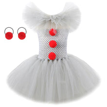 Load image into Gallery viewer, Joker Pennywise Tutu Dress for Girls Kids Cosplay Clown Costume Children Halloween Fancy Dresses Baby Girl Birthday Party Outfit Gray Tulle Clothes
