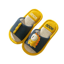 Load image into Gallery viewer, Slippers Spring and Autumn Linen Slippers Boys and Girls Summer Cartoon Dinosaur Slippers Indoor Non-Slip
