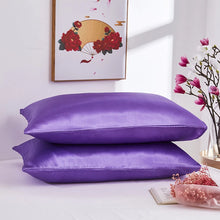 Load image into Gallery viewer, 2PCS Satin Silk Pillowcase Black White Solid Color Satin Imitated Silk Pillow Cover US Twin Queen King Size Pillowcase Dropship
