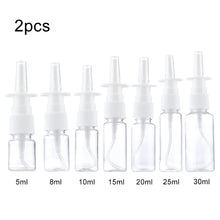 Load image into Gallery viewer, 2pcs 10ml/20ml/30ml White Empty Plastic Nasal Spray Bottles Pump Sprayer Mist Nose Spray Refillable Bottling Packaging
