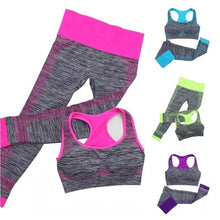 Load image into Gallery viewer, Yoga Set Crop Tops + Yoga Leggings Fitness Gym Running Clothes For Women
