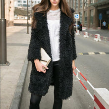 Load image into Gallery viewer, Women's Clothing Fashion Lady's Winter Lamb Long Sleeve Jacket Lapel Furry Midi Coat
