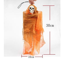 Load image into Gallery viewer, 30cm Halloween Skull Gauze Pendant Halloween Hanging Ghost Haunted House Hanging Horror Props Home Door Halloween Decorations
