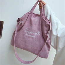 Load image into Gallery viewer, Women Corduroy Canvas Tote Ladies Casual Shoulder Bag Foldable Reusable Shopping Bags Beach Bag Female Cotton
