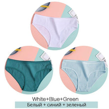 Load image into Gallery viewer, 3Pcs/Set Cotton Panties for Women Sexy Low Rise Briefs Ladies M-XL Underpants Female Solid Color Lingerie Girl Intimates
