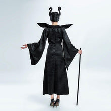 Load image into Gallery viewer, Movie Maleficent Devil Cosplay Costume Halloween Women Black Long Gown Evil Wicked Queen Gown with Horns
