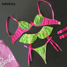 Load image into Gallery viewer, Sexy Thong Lace Push Up Bra Set Lingerie Women Underwear Sets Intimates Embroidery Floral Black White Bra Brief Sets
