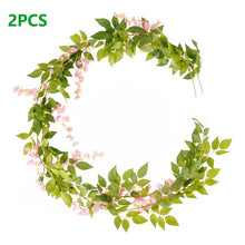 Load image into Gallery viewer, 2pcs 1.8m Wisteria Artificial Flower Vine Ivy Leaf Garland Rattan String Flowers Wedding Arch Decoration Home Garden Party Decor

