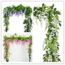 Load image into Gallery viewer, 2x 7FT Artificial Wisteria Vine Garland Plants Foliage Trailing Flower flowers Outdoor home office hotel decor
