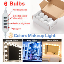 Load image into Gallery viewer, 3 Colors LED Makeup Mirror Light Bulb  Vanity Lights Dimmable Wall Mirror Lamp 2,4,6,10,12 Bulbs Kit for Dressing Room
