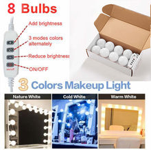 Load image into Gallery viewer, 3 Colors LED Makeup Mirror Light Bulb  Vanity Lights Dimmable Wall Mirror Lamp 2,4,6,10,12 Bulbs Kit for Dressing Room
